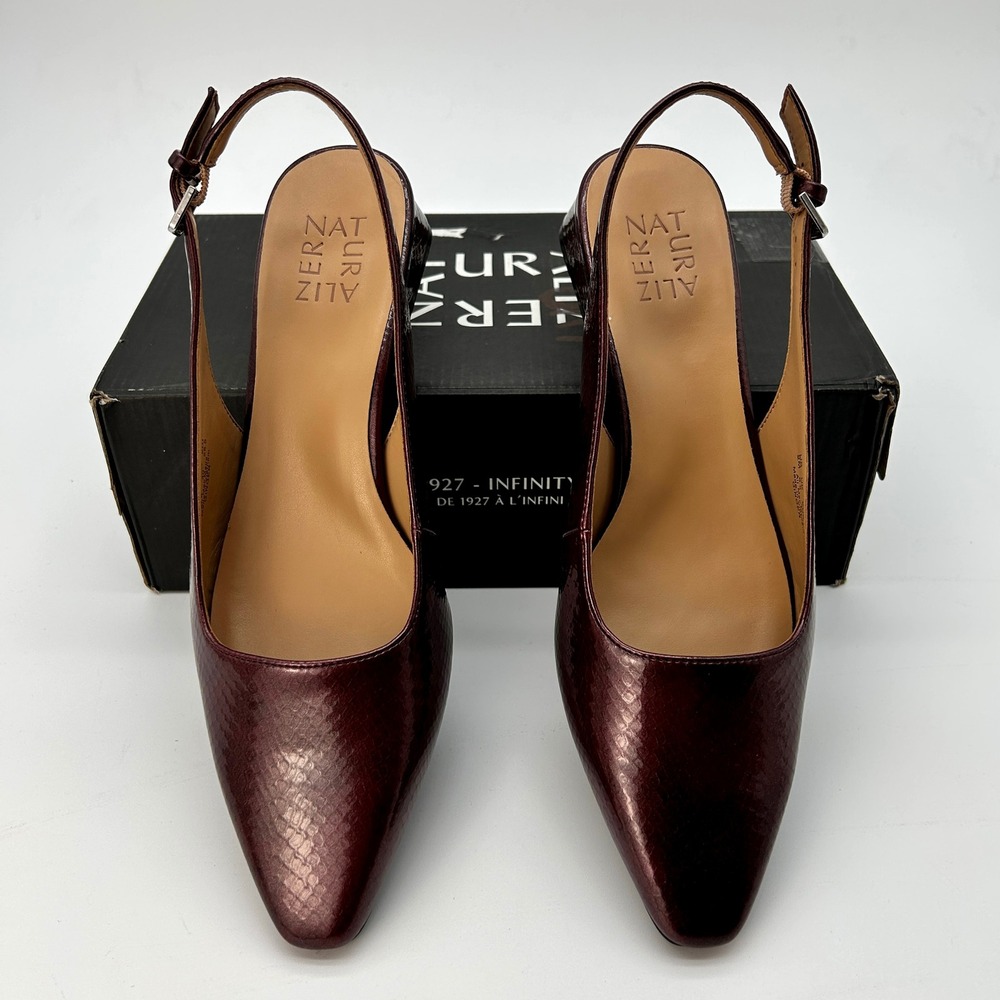 Womens Slingback Block Heels Naturalizer Ginger Size 9 M‎ Cranberry Dark Red NEW - Picture 3 of 7